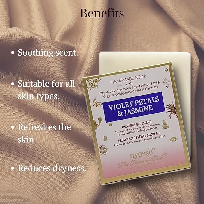 Nyassa Violet Petals & Jasmine Natural Bathing Soap - 150 Gms