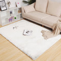 Luxe Home International Ruffle Floor Rug Rabbit Fur 1000 GSM Living Room Foot Mats 4 X 6 FtColour White