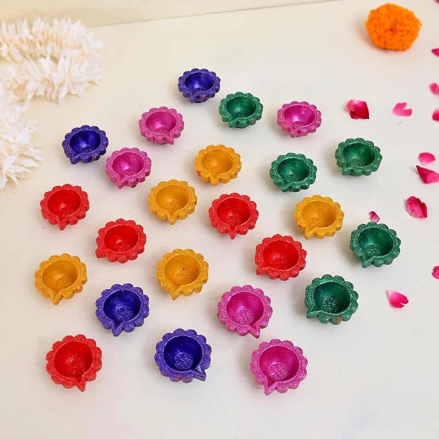 CraftVatika Clay Diya Set of 25 for Diwali Clay Mitti Diya Deepak Deepawali Diya Pack of 25