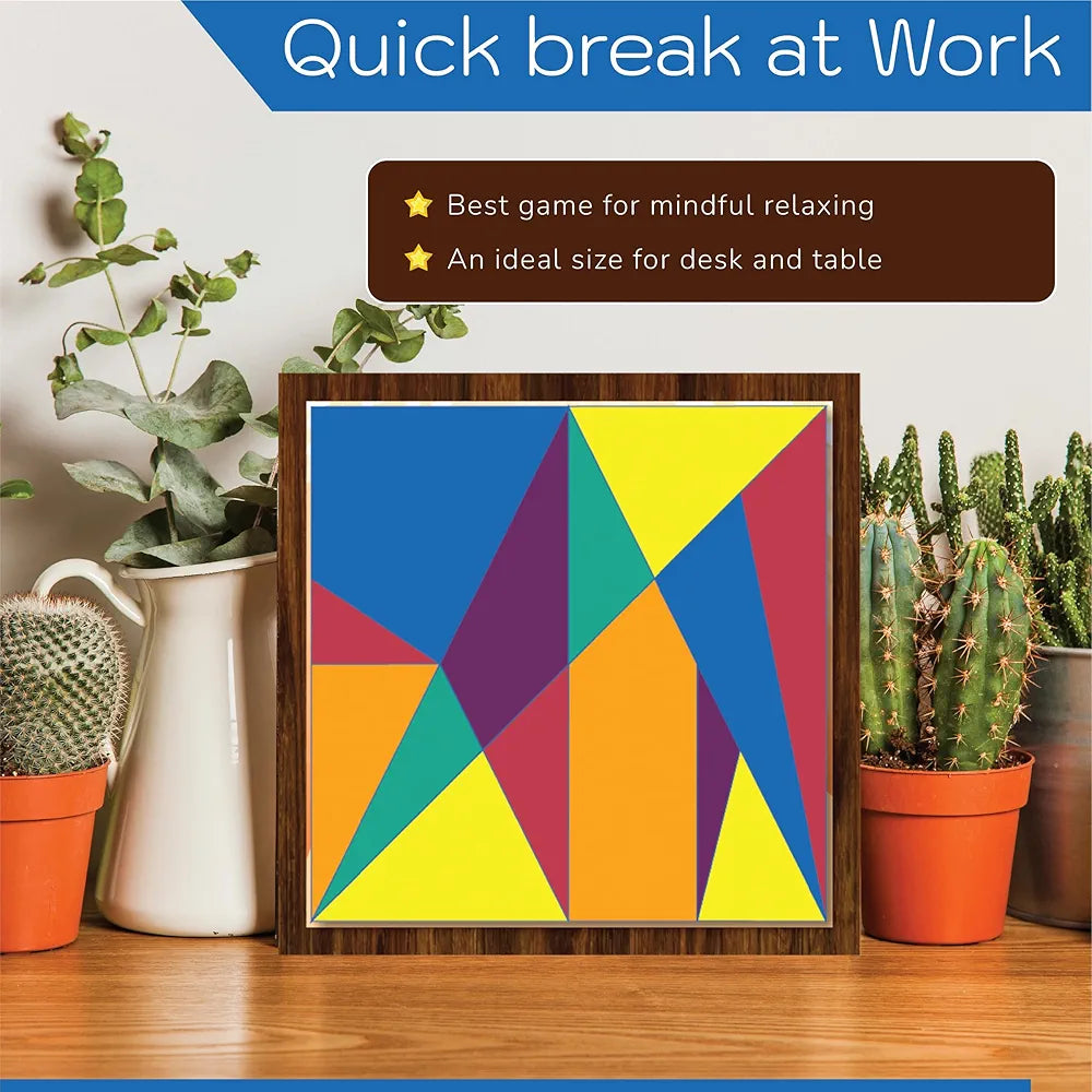 Playhills Brain Booster Fidget Play & Wooden Square Challenge: World’s First Puzzle by Archimedes High IQ Game with 500+ Solutions, Unique