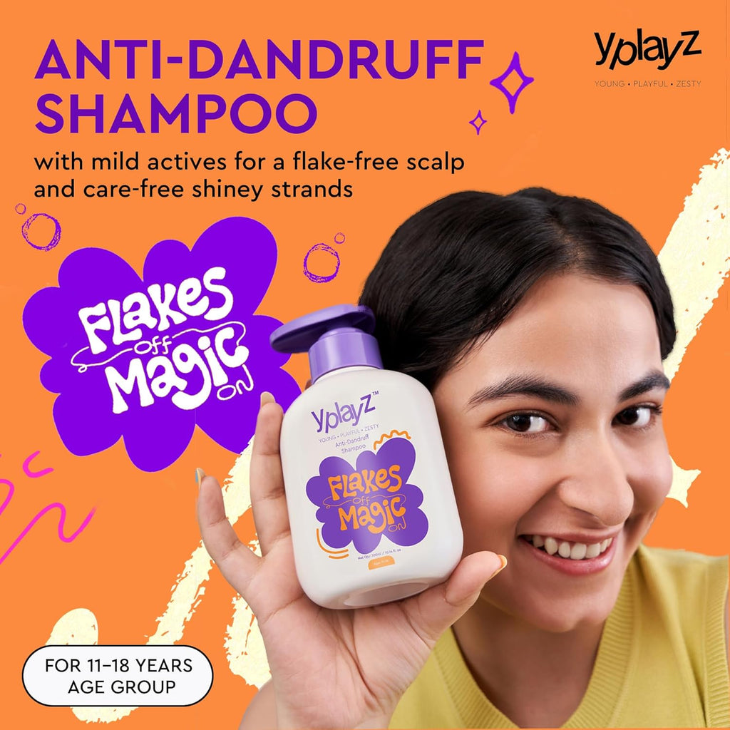 YplayZ Flakes Off Magic On Anti-Dandruff Shampoo for Tweens & Teens, Ages 11-18 - 300 Ml