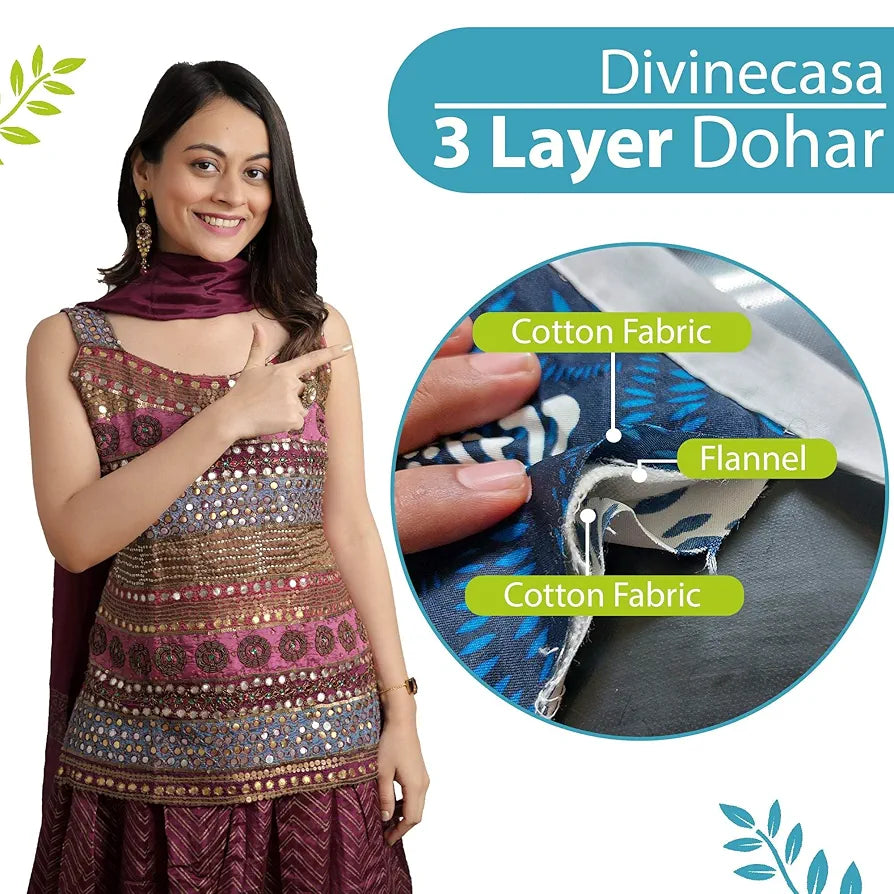 Divine Casa 120 GSM Reversible Single Bed Size Dohar AC Blanket Soft Light-Weight Glace Cotton Bed Blanket TC - 120