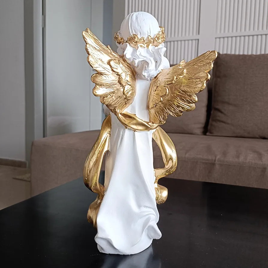 Alila White Praying Angel Statue With Wings Figurine For Home Living Room Garden 12 Inches Fantasy