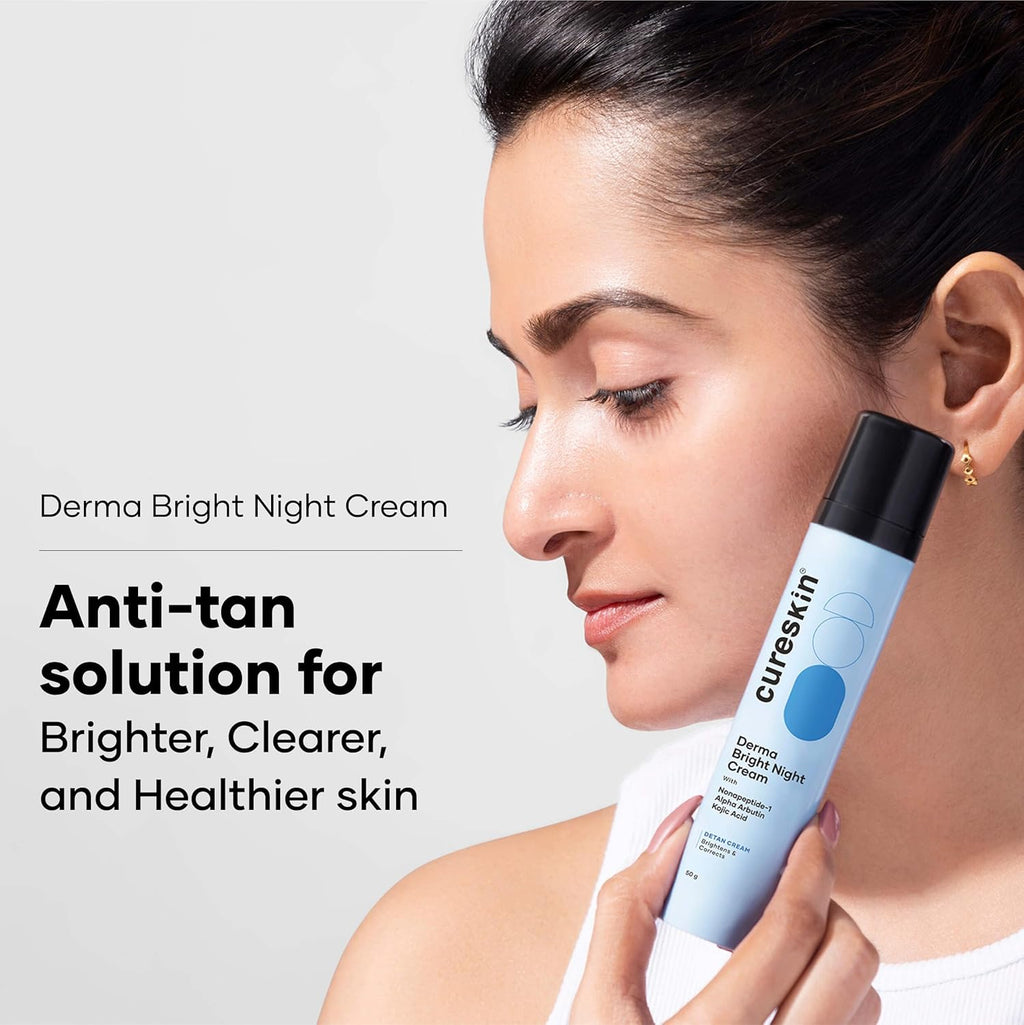 Cureskin Kojic Acid Face Cream for Pigmentation, Tan Removal & Dark Spot Correction | Brightening Night Cream with Alpha Arbutin, Niacinamide & Nonapeptide, 50 g (Pack of 1)