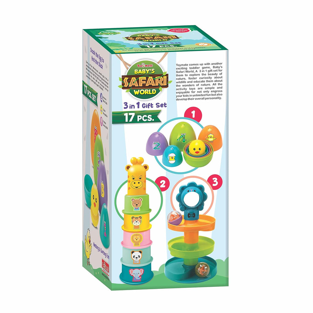 Toymate Baby’s Safari World 3-in-1 Gift Set 17 Pcs Educational Toddler Toys