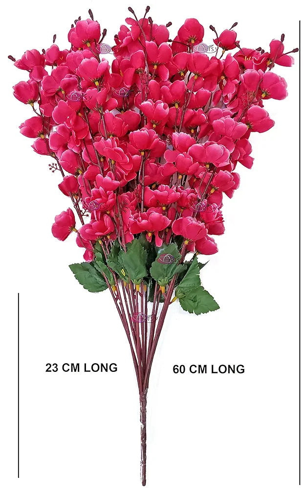 Artificial Flowers Bunch for Decoration Cherry Blossom Ideal for vase Without vase Maroon