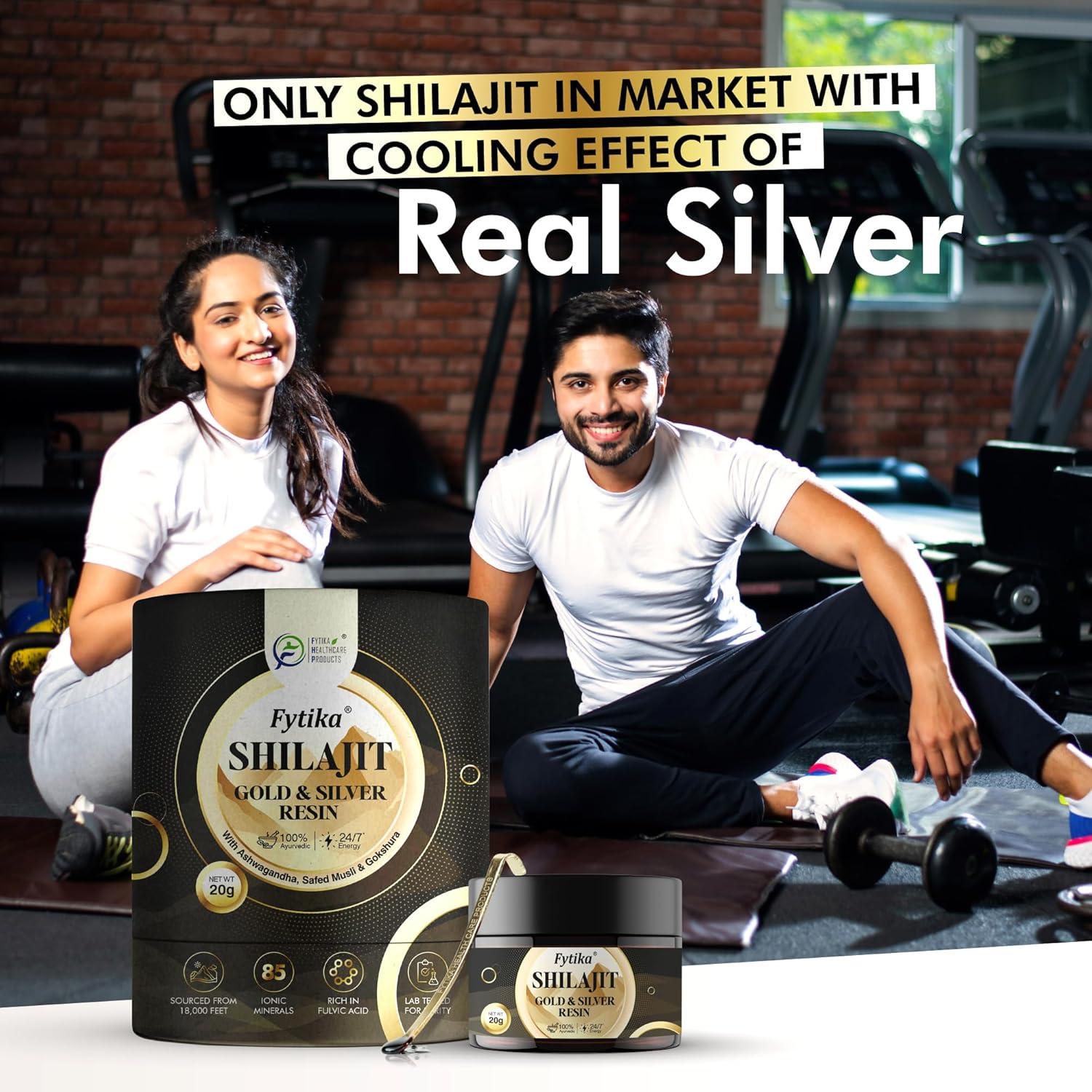 FYTIKA Shilajit/Shilajeet Gold And Silver Resin-20 G|100% Ayurvedic Himalayan Shilajit|Swarn Bhasam,Rajat Bhasam,Ashwagandha,Safed Musli,Gokshura|For Strength,Stamina And Energy,1 Count,20 Grams