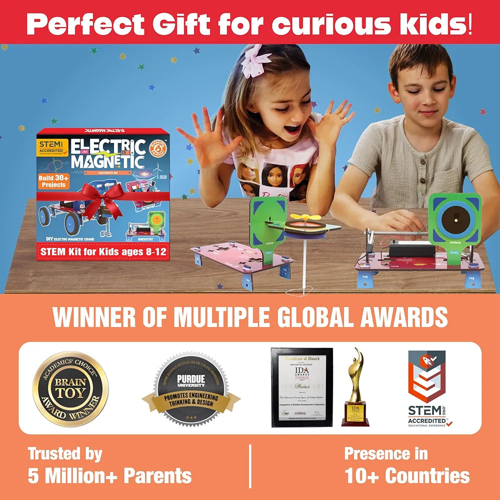 Butterfly EduFields 30In1 Science Project Kit Birthday Gift For Boys Girls Ages 8 10 12 14 Years 30+ Electricity Magnetism Diy Stem Projects