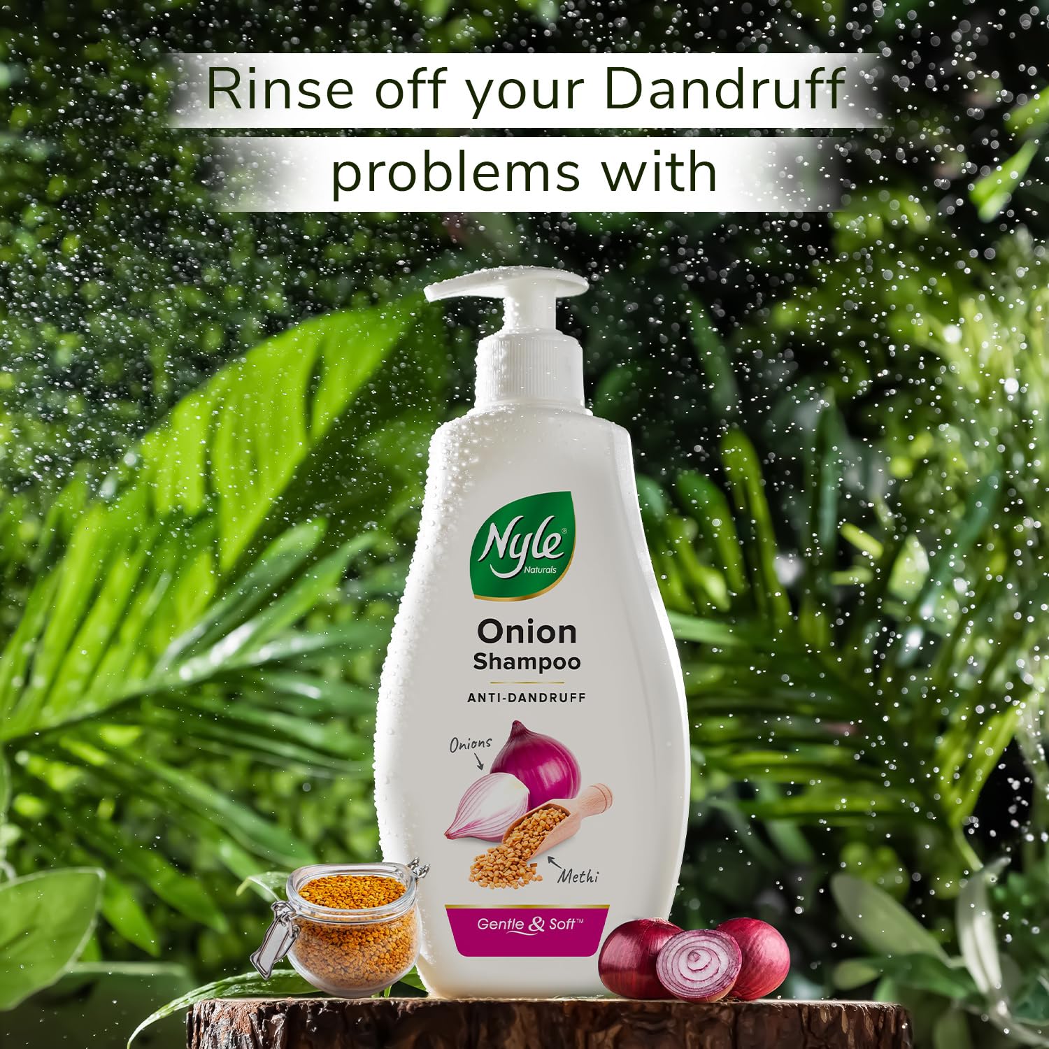 Nyle Naturals Anti Dandruff Onion Shampoo|For Dandruff Free Hair |Enriched With Onion & Fenugreek |Gentle & Soft Shampoo For Men & Women, 400ml