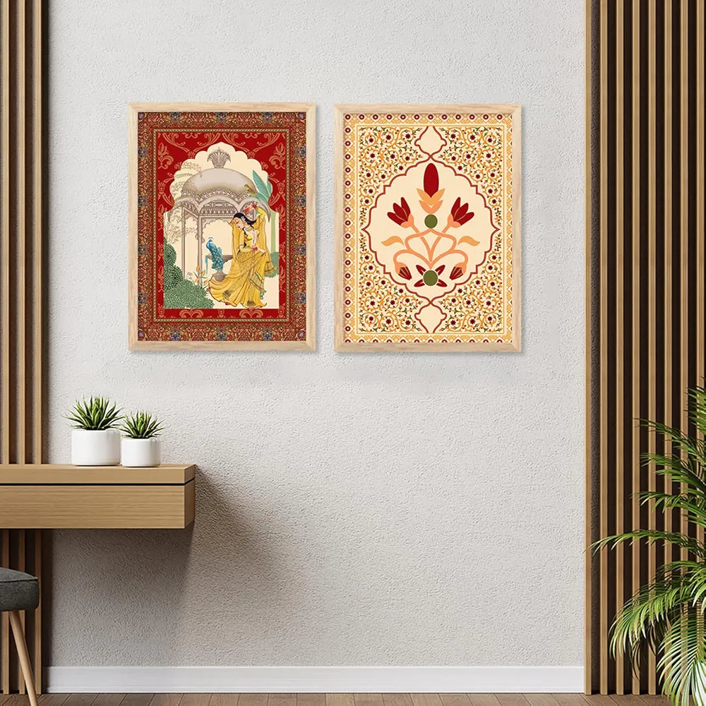 Kotart Madhubani Art Collection Painting with Frame Pack of 6 B