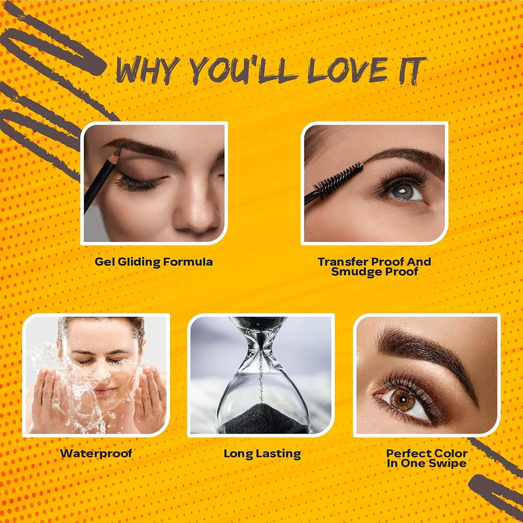FACES CANADA Ultime Pro Eyebrow Defining Pencil - Tan 01, 1.2 g | Gel Gliding, Long Lasting Color Pay Off | Natural Looking Brows | With Spoolie Brush | Waterproof, Transferproof & Smudgeproof