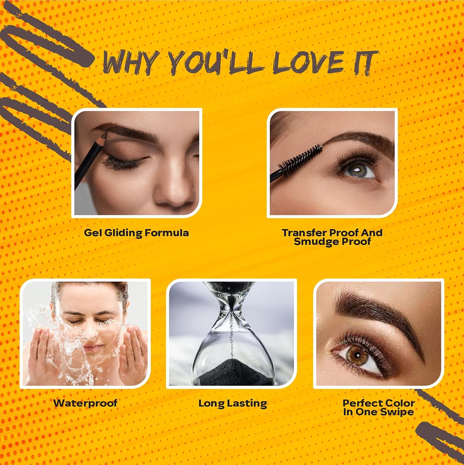 FACES CANADA Ultime Pro Eyebrow Defining Pencil - Tan 01, 1.2 g | Gel Gliding, Long Lasting Color Pay Off | Natural Looking Brows | With Spoolie Brush | Waterproof, Transferproof & Smudgeproof