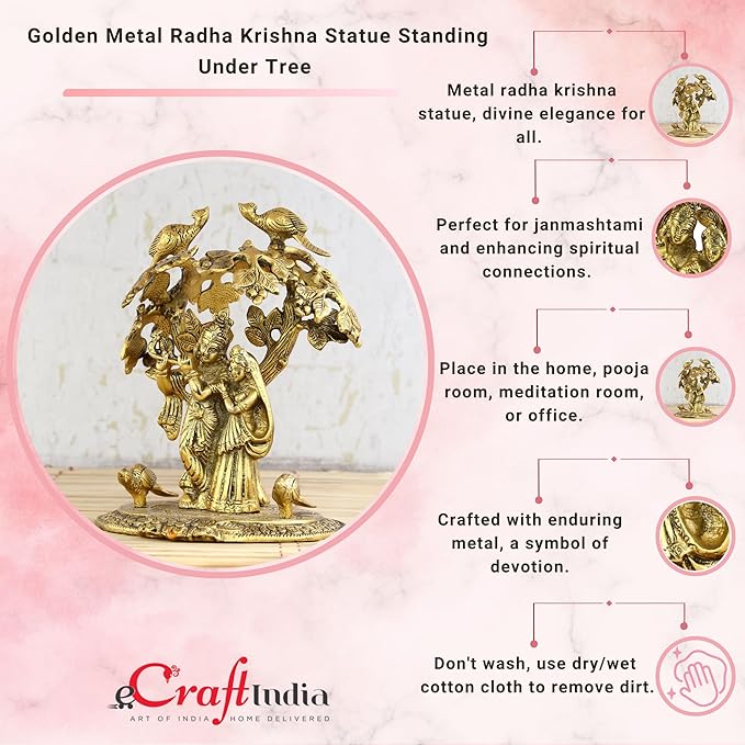 Ecraftindia Radha Krishna Standing Under Tree Showpiece