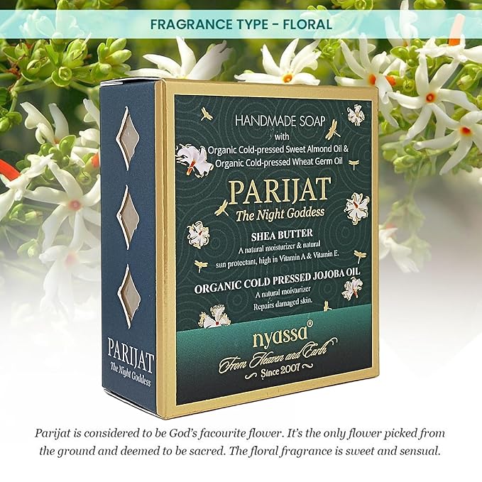 Nyassa Luxurious Parijat Handmade Natural Bathing Soap - 150 Gms
