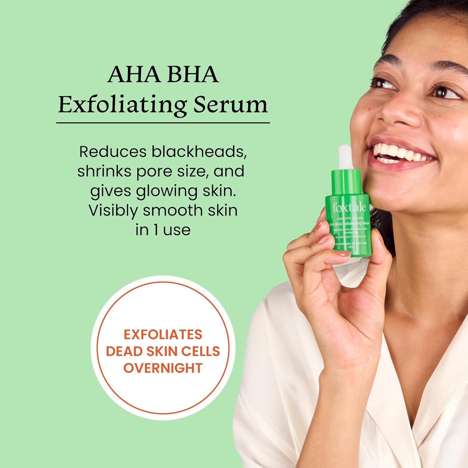 Foxtale 2% Salicylic Acid AHA BHA Exfoliating Serum with Niacinamide, Fights Acne, Reduces Blackheads & Whiteheads, Reduces Excess Oil & Bumpy Texture, For Oily, Acne Prone Skin, Men & Women, 30 ml