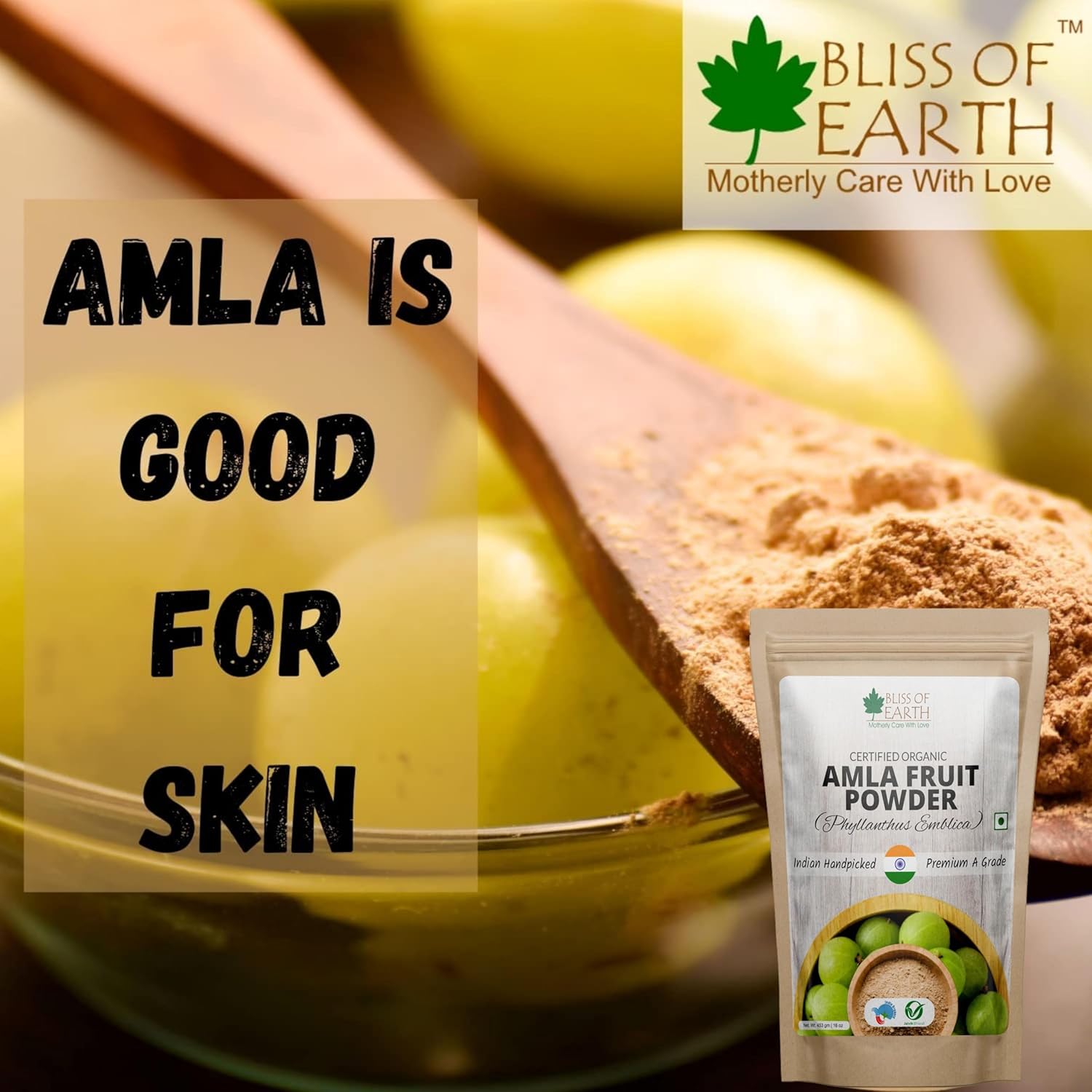 Bliss of Earth Amla Powder for Eating – 453g Pure & Natural Amla Powder for Hair Growth, Skin, Drinking & Overall Wellness | Natural Indian Gooseberry Powder