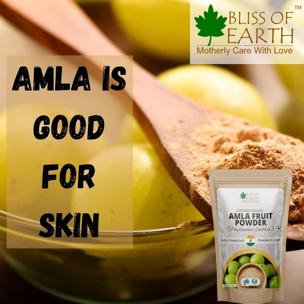 Bliss of Earth Amla Powder 453GM Organic For Eating Drinking & Hair Growth Pack of 2