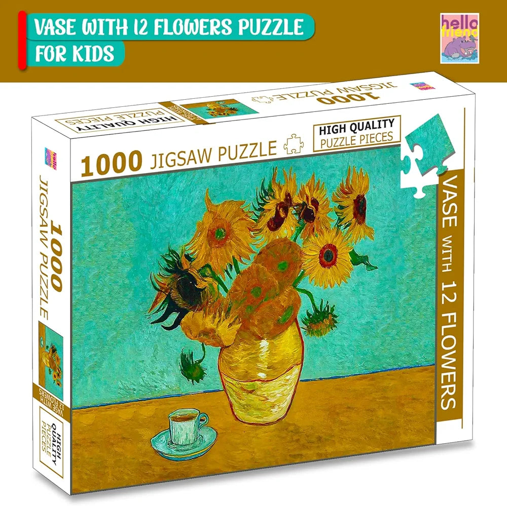 Hello Friend Beautiful Flowers Jigsaw Puzzle for Adults and Kids 1000 Piece Puzzle Floral Brain Game