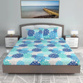 Divine Casa 100% Cotton 144 TC Bedsheet for Double Bed King Size Bedsheet with 2 Pillow Covers Colour Blue