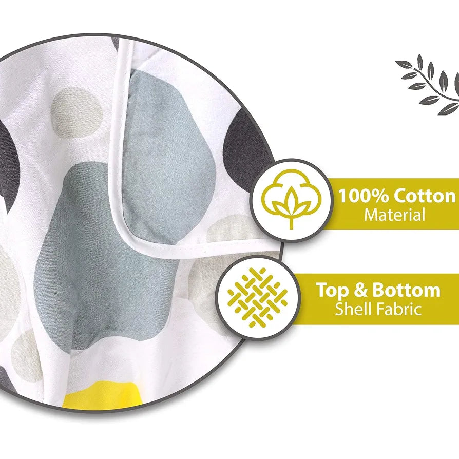 Divine Casa 100% Cotton Reversible Double Dohar Lightweight & Breathable AC Blanket Colour Geometric Silver & Lemon