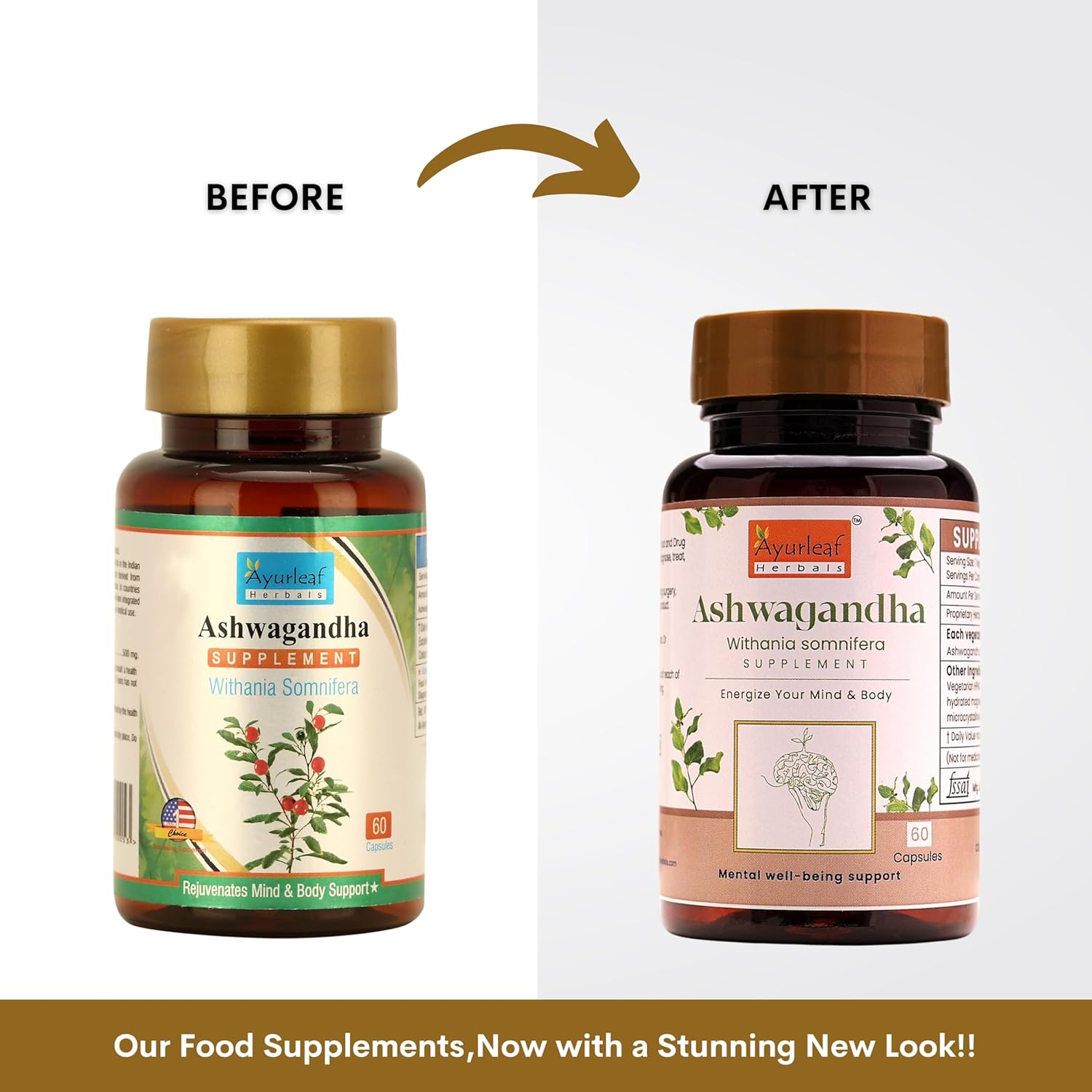 Ayurleaf Herbals Ashwagandha Capsules With Goodness of Natural Extracts of Ashwagandha - 60 Caps