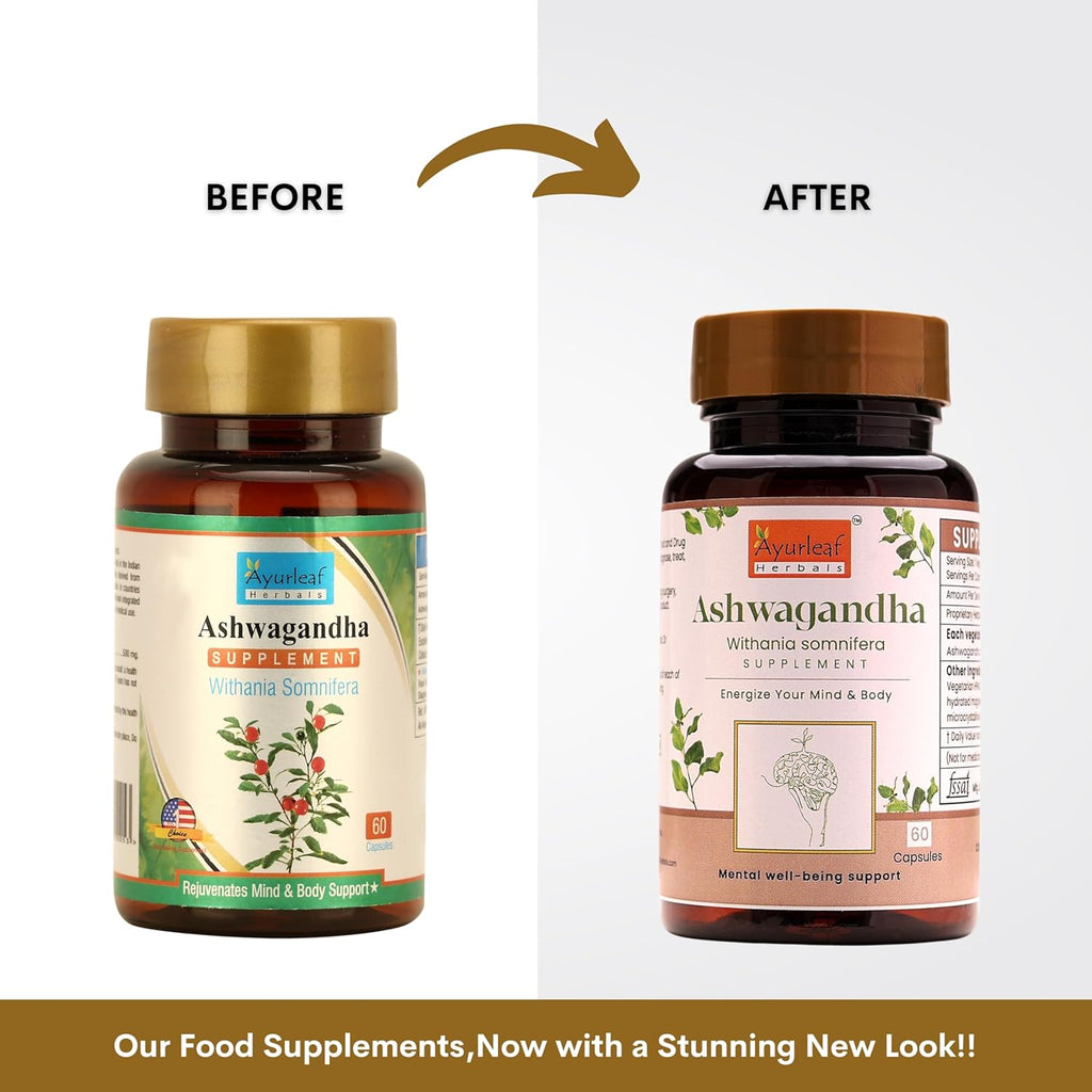 Ayurleaf Herbals Ashwagandha Capsules With Goodness of Natural Extracts of Ashwagandha | 60 Caps | Pack of 2