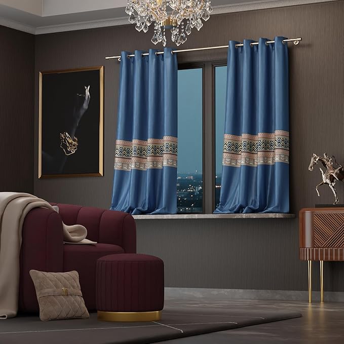 Stoa Paris Curtain for Home, Single pc Patterned Curtain for Window, Living Room Colour Celestial Blue