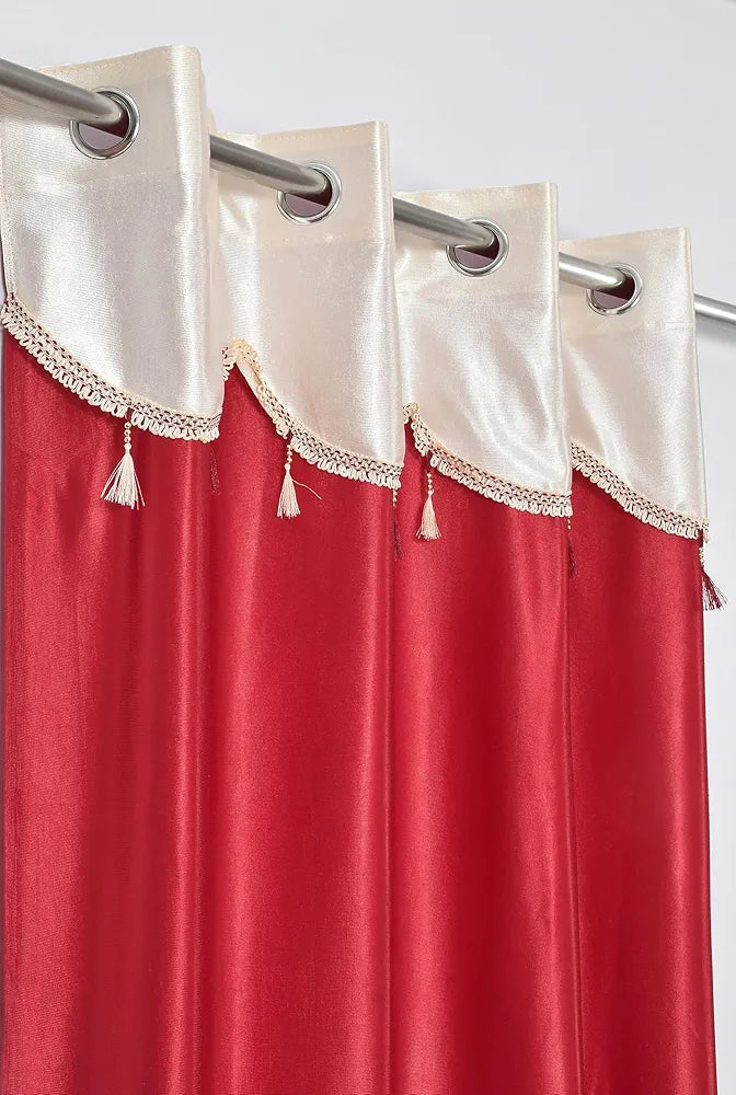 Homefab India Designer Lace Eyelet Polyester Curtains; Light Filtering 5 x 4 feet Window Curtain