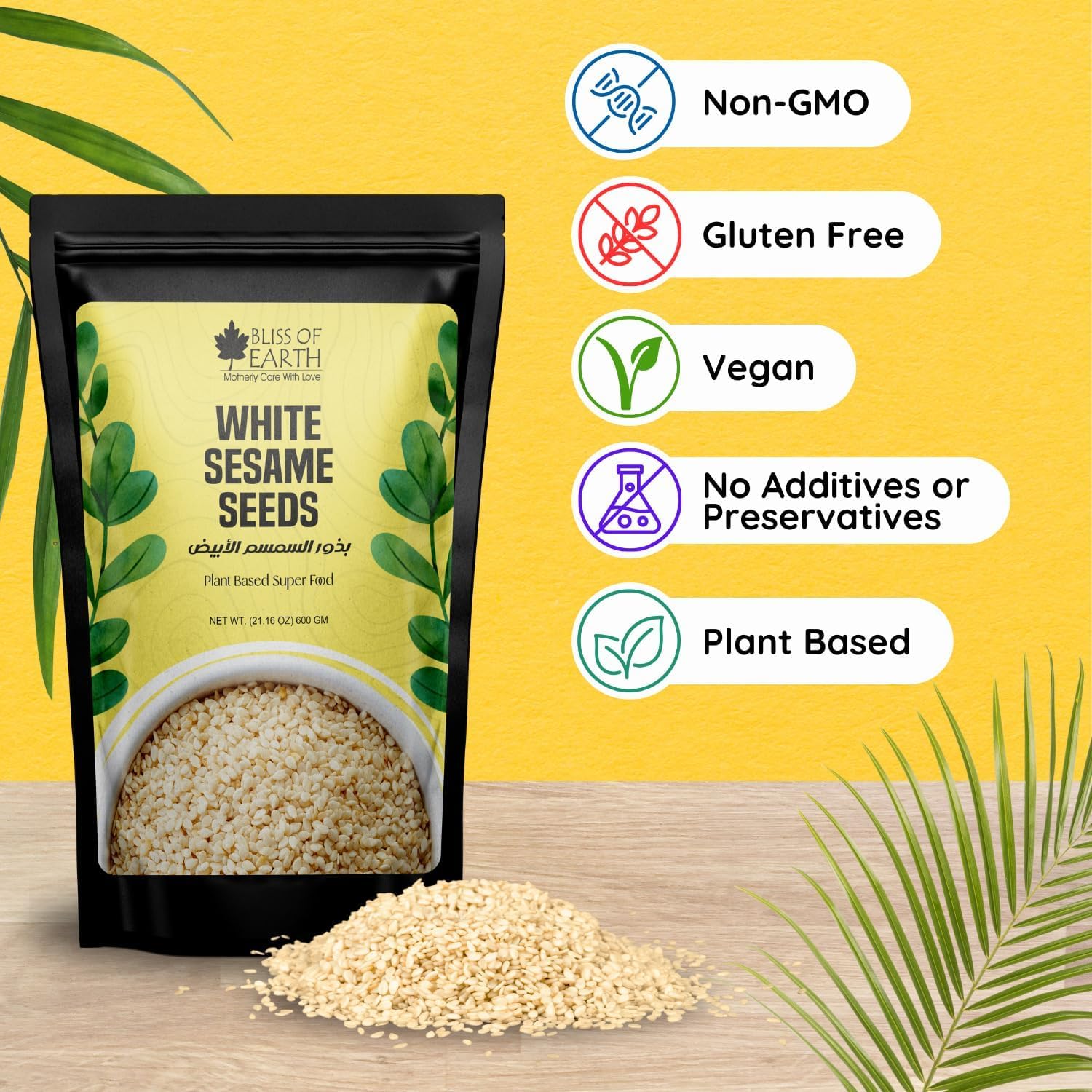 Bliss of Earth Organic Sesame Seeds 600 gm White For Eating, Raw Til Seeds