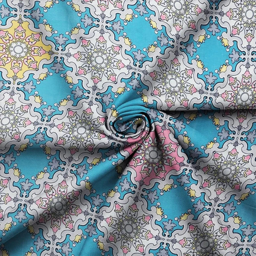 HomeKart Floral 180 Tc Ultra Super Soft Cotton Feel Microfiber Double Bedsheet with Two Pillow Covers for Your Bedroom Aqua