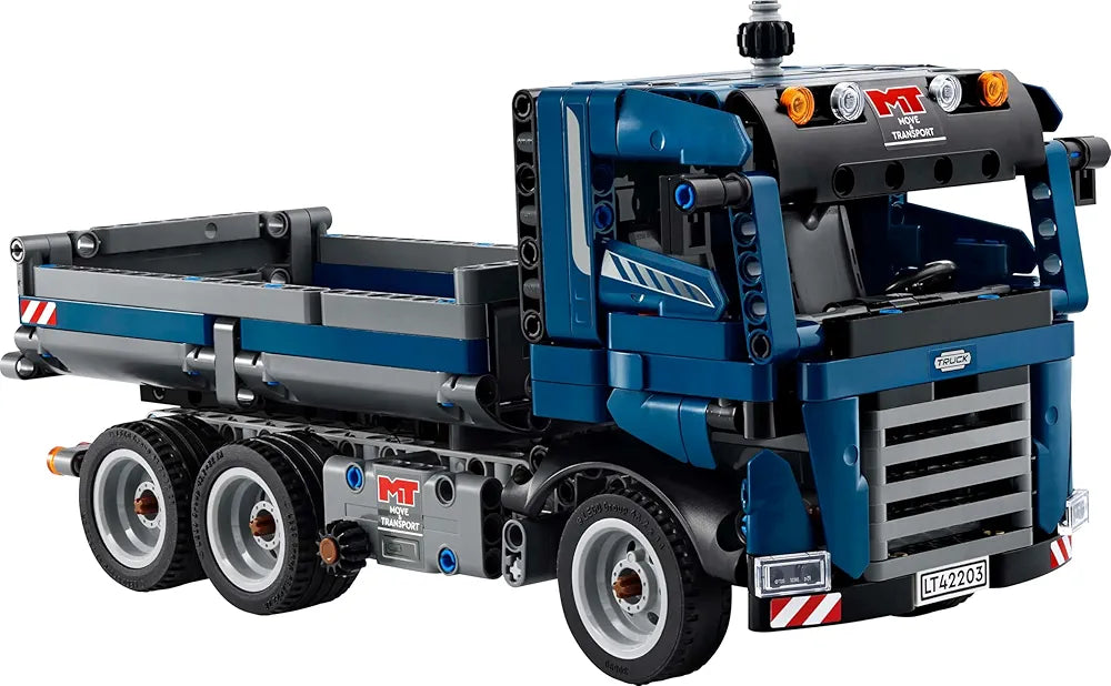 Lego Technic Tipping Dump Truck Toy, Blue Construction Vehicle Set 42203 Building Blocks Toys for 9+ Gift for Boys and Girls