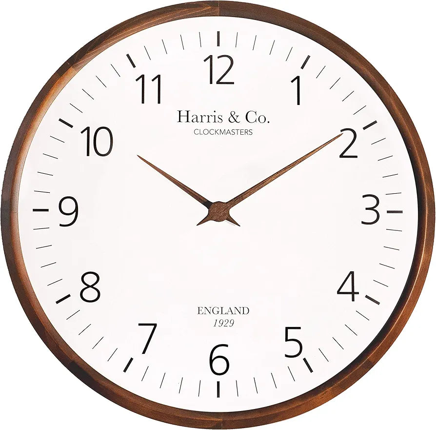 Harris & Co. Clockmasters Luxury Wooden Analog Wall Clock - 13 Inch Model - Trafalgar Street