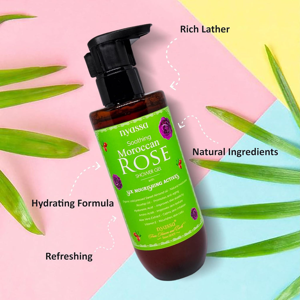Nyassa Soothing Moroccan Rose Shower Gel With 6 Nourishing Actives - 210 Ml