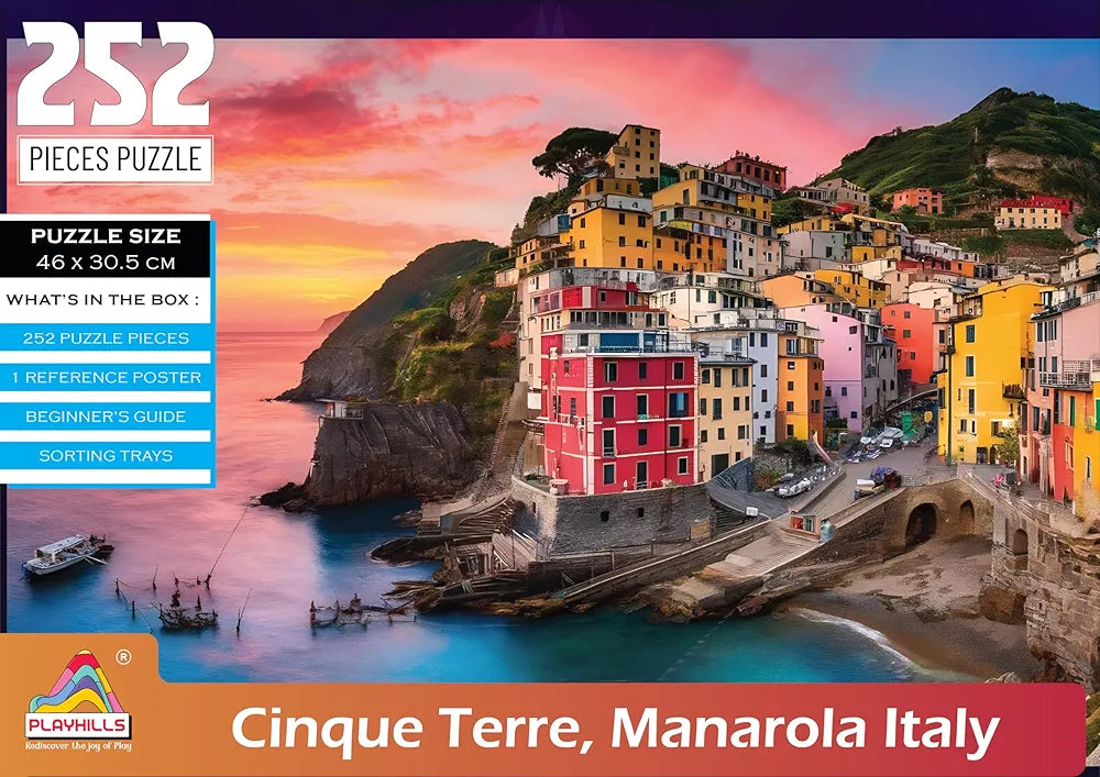 Playhills Beautiful Landscape Cinque Terre, Italy 252pcs Jigsaw Puzzle for Kids and Adults Focus and Mind Relaxation Puzzles