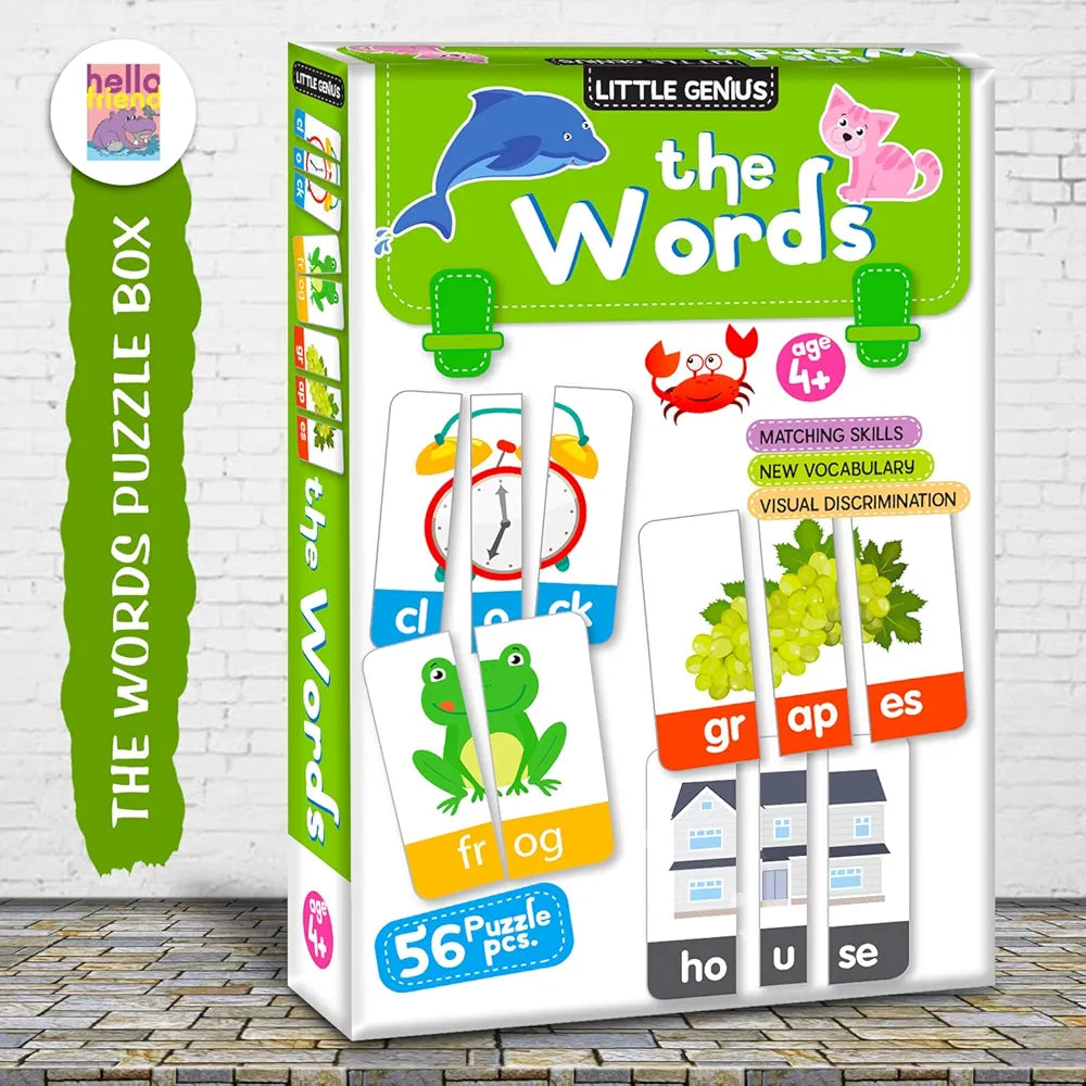 Hello Friend My First Word Addition  Puzzle Game Box Set for Kids – Early Learning Activity with Matching Skills, Colorful Fun Illustrations for Kids