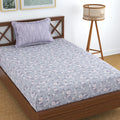 Homefab India 210 TC Glace Cotton Single BedSheet with 1 Pillow Cover Floral Purple