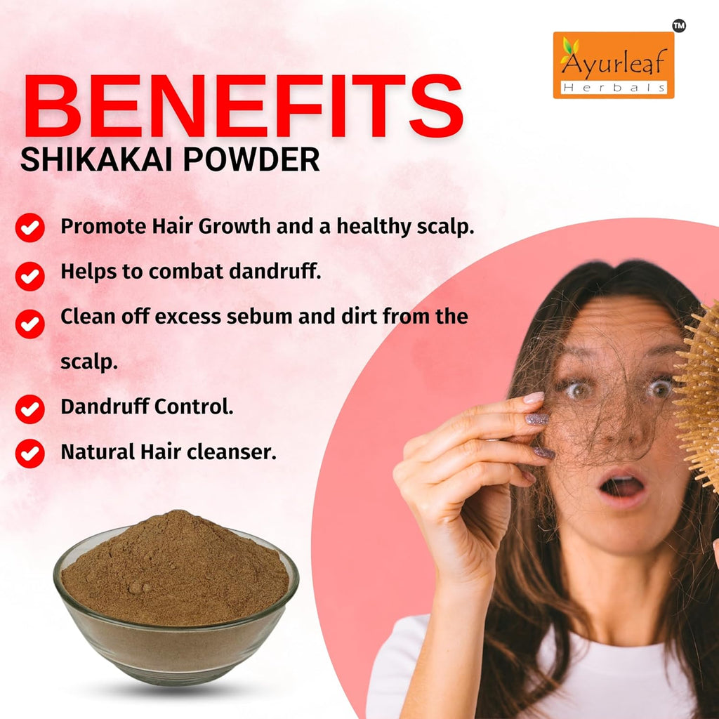 Ayurleaf Herbals Shikakai Powder | for Reduces Hair Fall & Hair Growth - 200 Gms