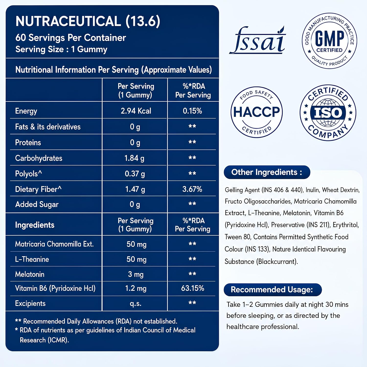 Nutrabud Melatonin Sleep Gummies 3mg For Men, Women | No Added Sugar | Fall Asleep Fast & Restful Deep Sleep | Blackcurrant Flavor Veg Gummy Supplement (60 Count (Pack of 1))