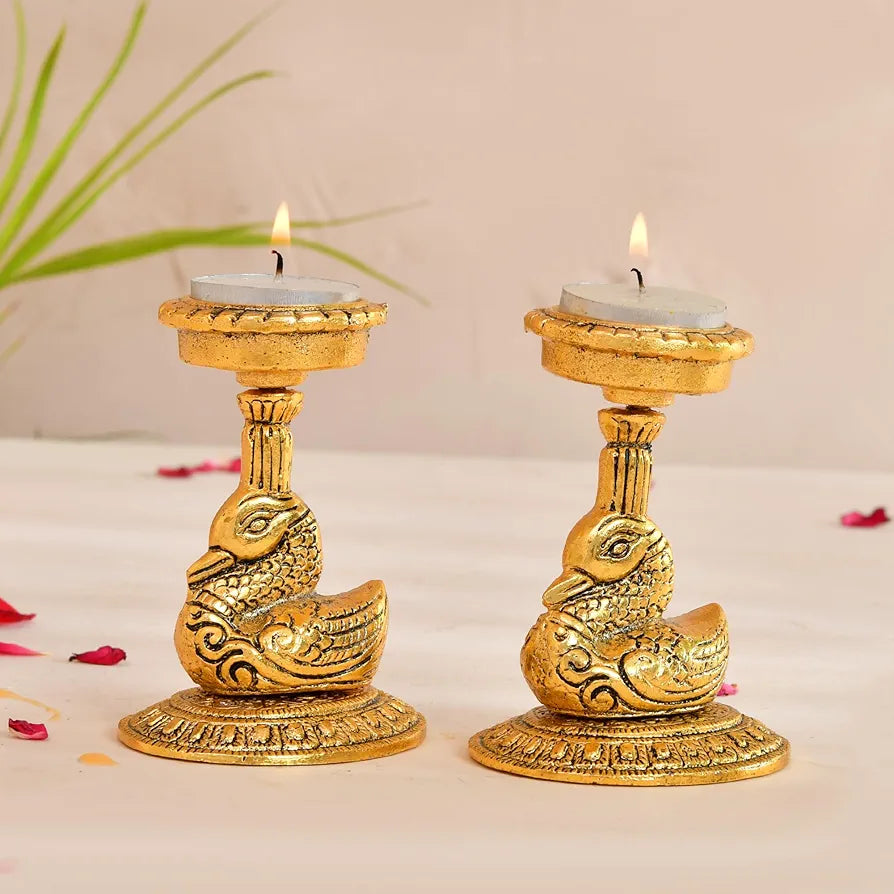 Elegant Metal Duck Candle Holder Set of 2 Handpolished Tlight Candle Holder Type 4 - Double Side
