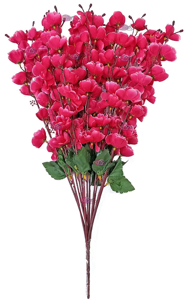 Artificial Flowers Bunch for Decoration Cherry Blossom Ideal for vase Without vase Maroon