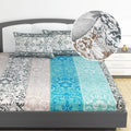 Divine Casa 144 TC 100% Cotton Floral Grey Breathable Bedsheet King Size Bed Cotton Elastic Fitted Colour Air Blue
