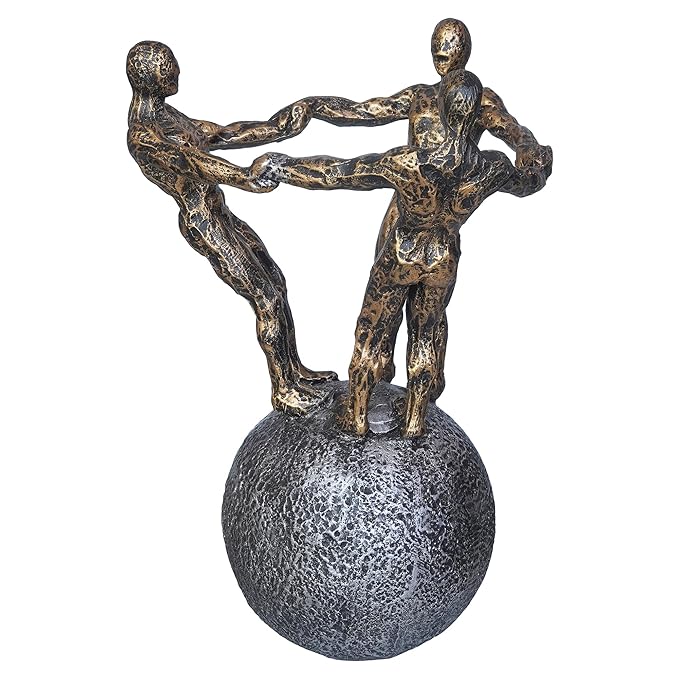 Ecraftindia 3 Man Group Standing on Ball Human Figurine Showpiece for Home, Office, Table Decor
