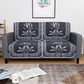 Kuber Industries Set of 4 Net Durable 2 Seater Sofa Covers Leaf Dark Grey & Lilac