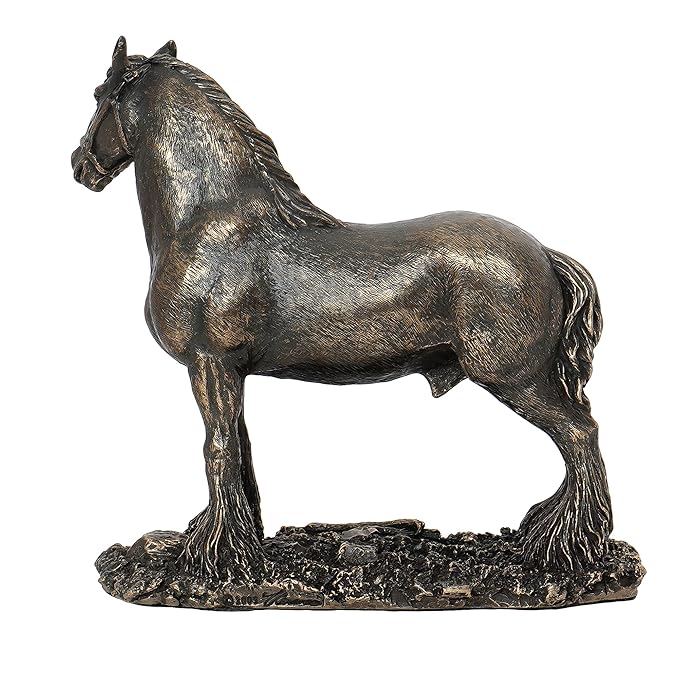 Ecraftindia Premium Carved Horse Cold Cast Bronze Resin Decorative Figurine