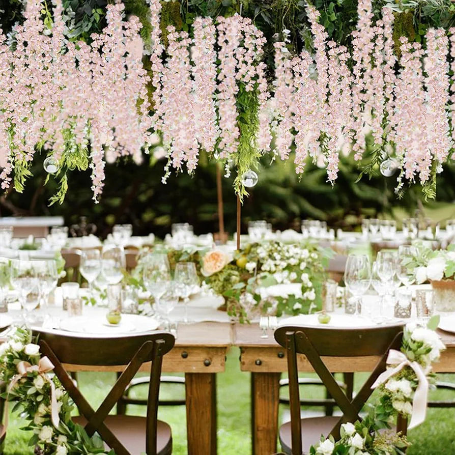 Wisteria Hanging Flowers 60 Branches Wisteria Flower Garland Decorations Pack of 4