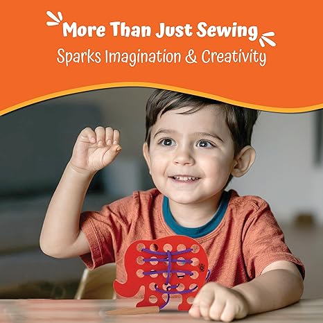 Skillofun Wooden Elephant Lacing Toy for 2 Year Old Girls And Boys Fine Motor Skills Development Toy