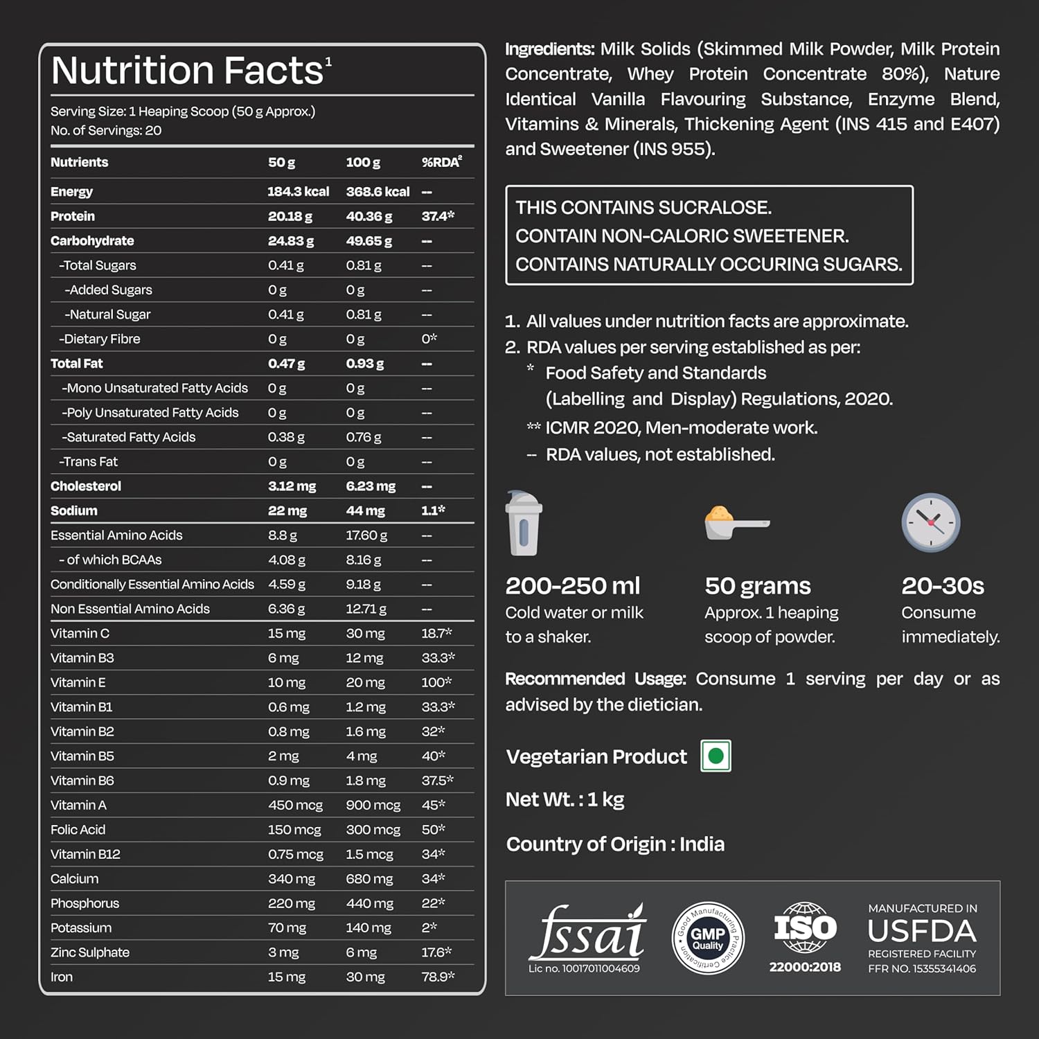 Nutrabay Gold Vital Whey Protein Powder for Beginners with Added Vitamins & Minerals â€“ Muscle Growth & Body Strength â€“ 1kg, Gourmet Vanilla | Easy to Digest | 100% Authentic Imported Clean Protein