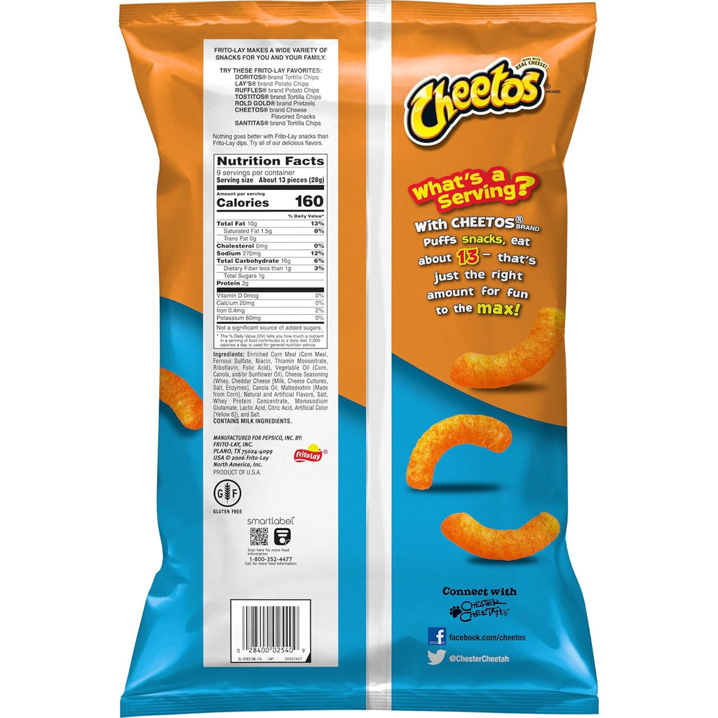 Cheetos Puffs Cheese Flavored Snack - 255 gms
