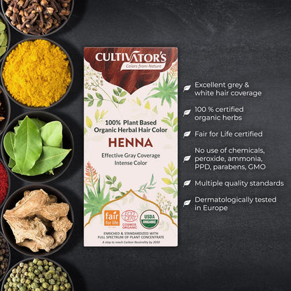 Cultivator's 100% Pure Organic Henna Powder for Hair - 100 gms