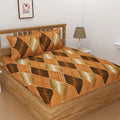 Homefab India 144 TC Microfiber Double Bedsheet with 2 Pillow Covers Brown Checks